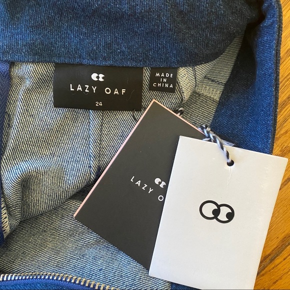 NWT LAZY OAF Double Denim Heart Mini Skirt - Picture 4 of 6